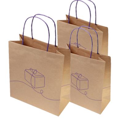 China Custom Printed Brand Folding Logo Recycled Kraft Paper Bag For Shopping for sale