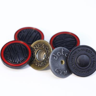 China Logo Brand Rivet Brass Buttons Antique Copper Insert Denim Metal Nickel Free Custom Jeans for sale