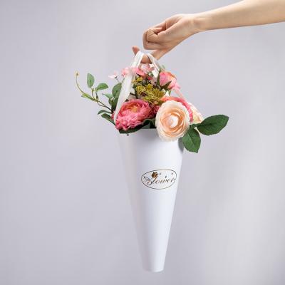 China Disposable Carry Wrapping Packaging Shopping Bag Paper Bag For Bouquet Flower Cardboard Plastic Paper Bag For Flower With Handle for sale