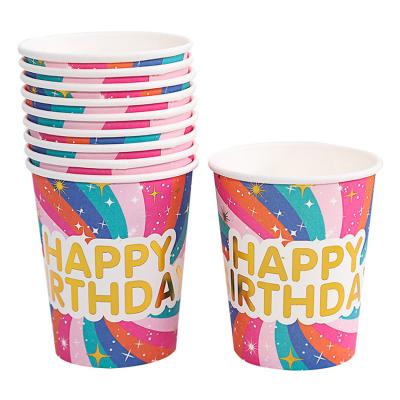 China Recycled Materials Color Printing Paper Cup Bronzing Birthday Party Disposable 250ml Paper Cup for sale