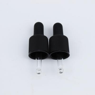 China Wholesale Non Spill 15/415 Black Cosmetic Plastic Dropper Cap for sale