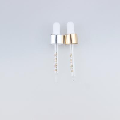 China Non din High Quality Spill 18/410 Smooth Aluminum Dropper Cap 18/415 Gold Silver Glass Pipette Din Dropper for sale