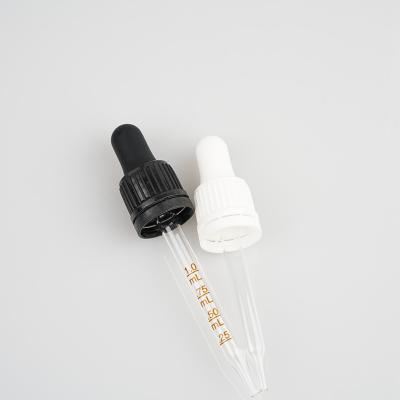 China Non Spill Hot SaleWhite Black Dropper Cap 18mm Plastic Pile Proof Lids With 76mm 75mm Length Pipette for sale