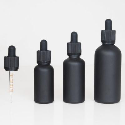 China Cosmetic HOT essential oil in USA/Canada for 10ml 20ml 30ml 50ml matte black essential oil glass bottles for sale