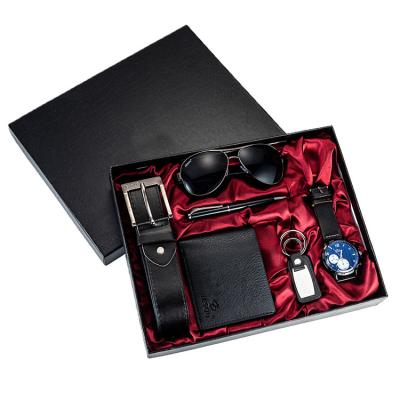 China Day/date men's gift set creative simple business packaging men's fashion set combination belt exquisite wallet watch set for sale