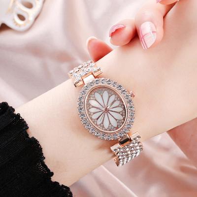 China Day/Date Women's Watches Full Diamond Oval Watch With Diamonds Atmospheric Dial Full Of Diamonds Steel Band Quartz Watch for sale