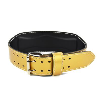 China Customized high quality leather cowhide gold and blue leather sports belt for weightlifting and boxing for sale