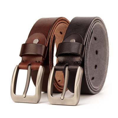 China Factory direct 3.8cm pin buckle cowboy belt pin buckle leather belt zinc alloy cowhide wide leather belt for men for sale