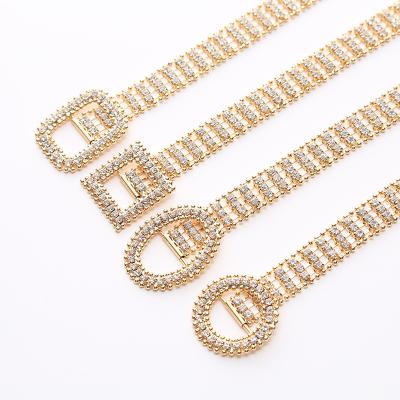 China wholesale high quality custom made metal crystal diamond rhinestone chain belt for women KPD-448 for sale