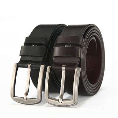 China Cowhide hot sale! Classic Men's Belt 3.8cm Width Pin Buckle Pin Buckle Zinc Alloy Men Belt Genuine Leather for sale