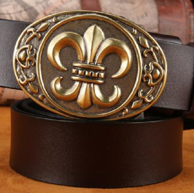 China Cowhide 3.8cm Width Style Genuine Leather Belt Italian Western High Quality First Layer Buckle for sale