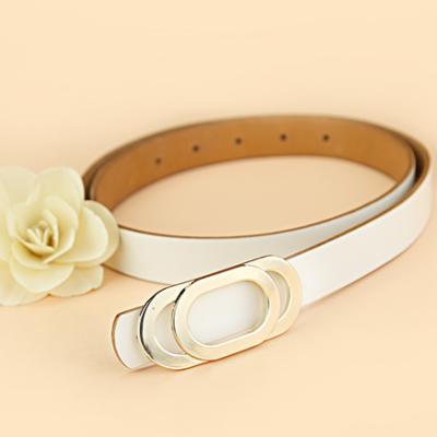 China Cowhide 2.3cm width double oval shape westery buckle slit zinc alloy leather belt for sale