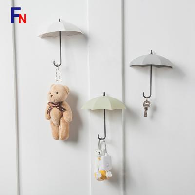 China 3 Pieces Cute Children's Umbrella Hook Plastic Adhesive Wall Hangs Decorative Key Hooks For Wall for sale