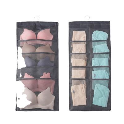 China 2021 Coastal Thick Double-Sided Oxford Cloth Storage Double-Sided Wardrobe Hanging Underwear Bag Hang Bra Cloth Storage Hanging Bag for sale