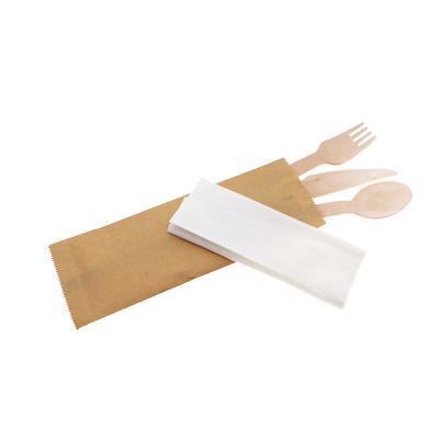 China Food Grade Disposable Compostable Wooden Utensils Travel Cutlery Kit 16cm Wooden Cutlery Set for sale