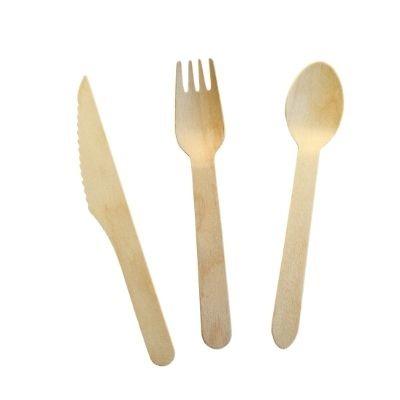 China Customized Natural Biodegradable Disposable Amazon Compostable Cutlery Disposable Wooden Cutlery Set For Wedding for sale