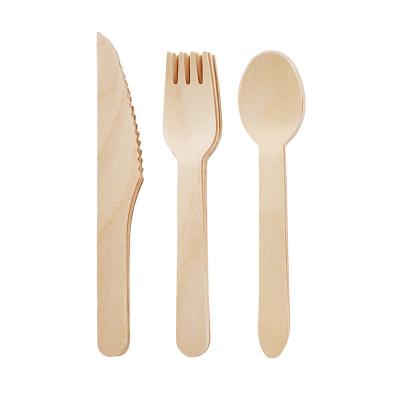 China Hot Sale Disposable Cutlery Set 140mm 160mm Birch Wood Disposable Pad Disposable Knife Wood Disposable Cutlery Set for sale