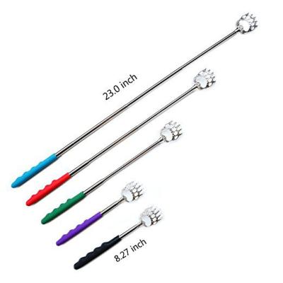 China Portable Handy PVC Handle Bear Claw Back Scratcher Extendable Telescopic Stainless Body Massager for sale