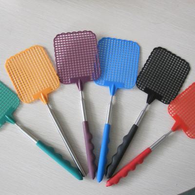 China Good Quality Viable Popular Colorful Stainless Steel Handle Telescopic Extendable Plastic Swatter for sale