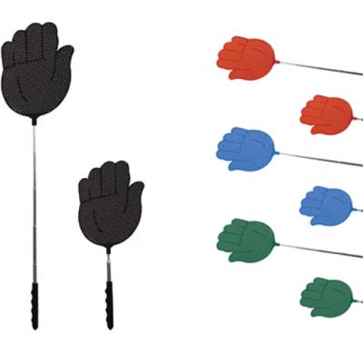 China Disposable colorful plastic handshape telescopic swatter with extendable stainless steel handle for sale