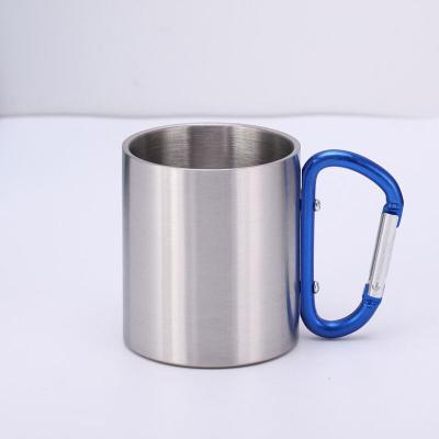 China 200ml /300ml Stainless Steel Double Wall Stocked Climbing Mug With Handle Coffee Mug for sale