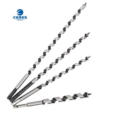 China black & white finish hex shank 45 carbon steel material auger drill bits for wood drilling for sale