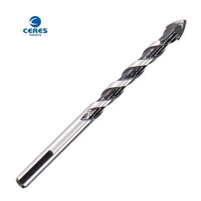 China spiral flute 45 carbon steel YG6X tip material single tip black & white finish drill bit for glass and ceramic drilling for sale