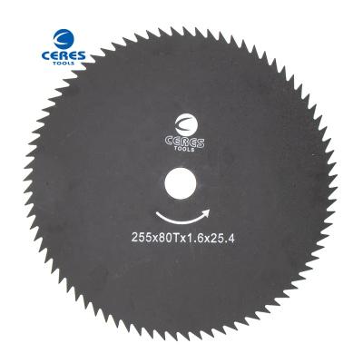 China Quality line 255*80T*1.6*25.4mm TCT mowing saw blade for grass cutting for sale