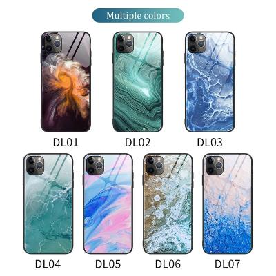 China Anti-drop Design Luxury Tempered Glass Case For iPhone 12 Pro X XR XS Max Tempered Glass TPU Hard Marble Back Cover For iPhone 11 Pro Max for sale