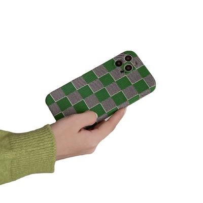 China Eco-friendly for iphone phone cases plush plaid cell phone bags and cases for fall and winter for applin plush for sale