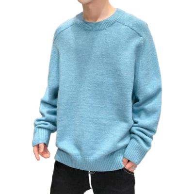 China 2021 Latest Retro Men's Anti-Wrinkle Solid Color Round Neck Sweater Custom Men's Logo Long Sleeve Round Neck Sweater for sale