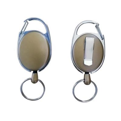 China Retractable Employee Card Color Printing Metal Carabiner Badge Reels With Belt Clip for sale