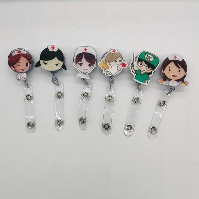 China ABS+ Nurse Retractable Badge Reels Acrylic ID Name Card Holder with Custom Logo and Color for sale