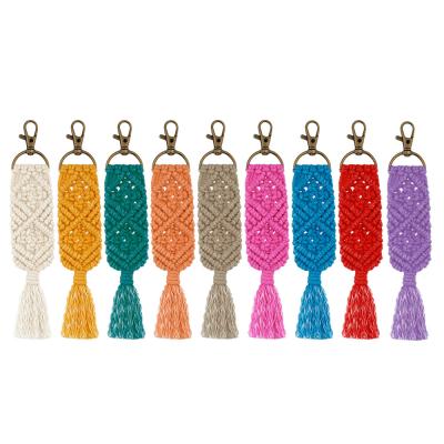 China New Design Multifunctional Handmade Cotton Macrame Tassel Weaving Key Chain Pendants For Handbag Decor for sale