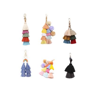 China Multifunctional Boho Tassel Key Chain Bag Charm Key Chain High Quality Handmade Bohemian Tassel for sale