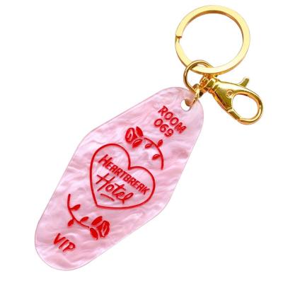 China Promotion Gift LOW MOQ Customized Motel Hotel Key Chain Acrylic Key Chain Custom for sale