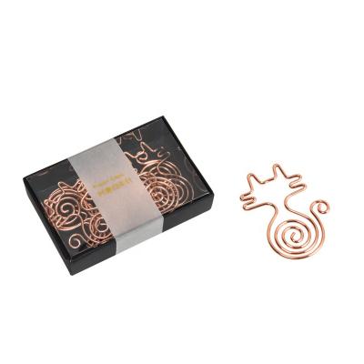 China Gift Rose Gold Creative Cute Cat Decorative Paper Clips Bookmarks For Office Stationery Wholesale for sale