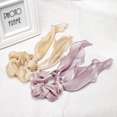 China Korean popular silk hair scrunchies hair scrunchies fashion scarf custom made silk hair scrunchies bow for sale