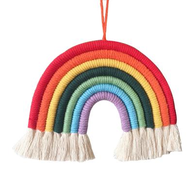 China Nordic Multifunctional Home Decor Style Boho Cotton Rainbow Macrame Wall Hanging for sale