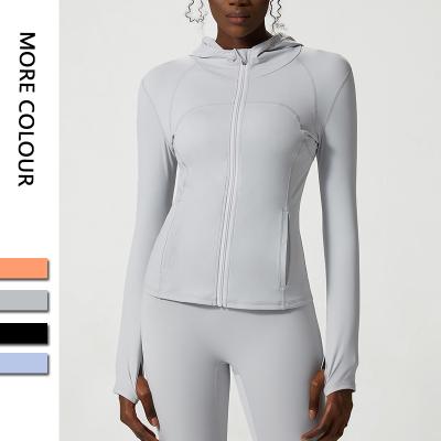 China Breathable Custom Sports Gym Yoga Wear Work Out Women Zip Up Fitness Jacket for sale