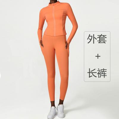 China Breathable yoga clothes sets sports jacket workout sweat jackets running tight leggings fitness suit for women for sale