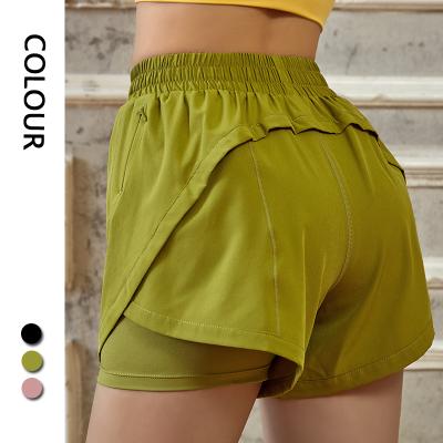 China 2021 New Breathable Sport Shorts With Zipper Pocket Fitness Waisted Gym High Top Shorts Women for sale