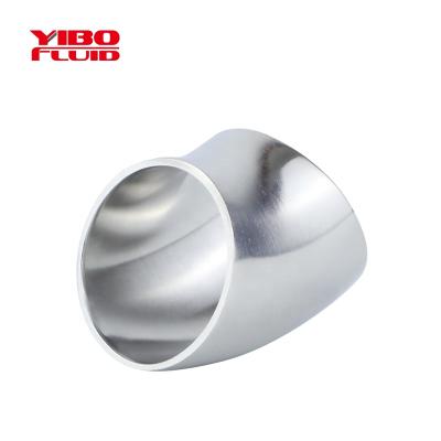 China Sanitary Sanitary Stainless Steel Pipe Fittings Elbow 3A/SMS/DIN Dairy Milk Preparation Beverage Brew Wine 45 Degree Polish 304/316L RL45 Bend for sale