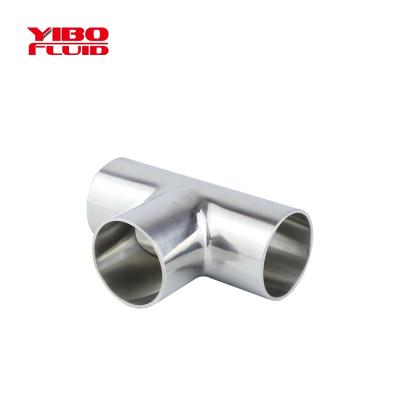 China Dairy Milk Mix Beverage Brew Wine YIBO Food Grade Mirror Weld Stainless Steel Stainless Steel Equal Polish Surface Sanitary Tee 3A/SMS/ISO/DIN for sale