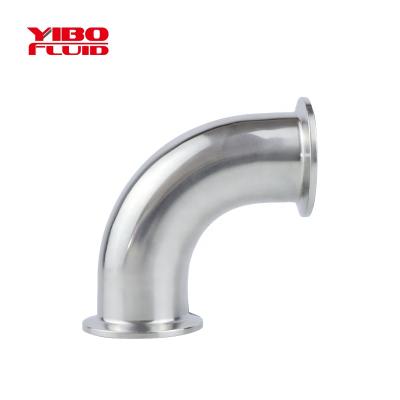 China RL90 3A/DIN/SMS Sanitary Tri SS304 SS316 Food Grade Dairy Milk Beverage Brew Beer Wine Flange Elbow Fitting Bend for sale