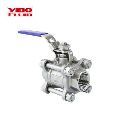 China YIBO 800PSI/1000PSI Stainless Steel CF8/CF8M 3pc Ball Valve General Thread Ball Valve 100WOG NPT/BSP for sale