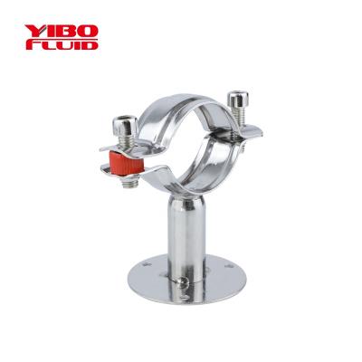 China yibo 304 stainless steel industrial sanitary pipe support rack with base round pipe hanger pipe rack for sale