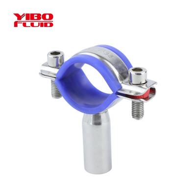 China YIBO 304 Stainless Steel Sanitary Wine YIBO 304 Stainless Steel Brew Beer Milk Dairy Mix Beverage Sanitary Pipe Support Rack with Rubber Round Hose Hanger Hose Holder for sale