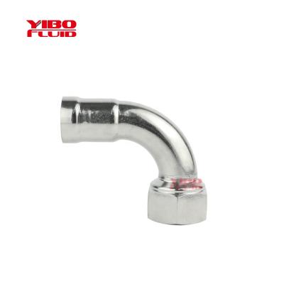 China Female Water Pipe System Wire/Ring Crimp 90 Elbow Plumbing Pipe Fitting Water Sanitary Stainless Steel Compression Fit Bend for sale