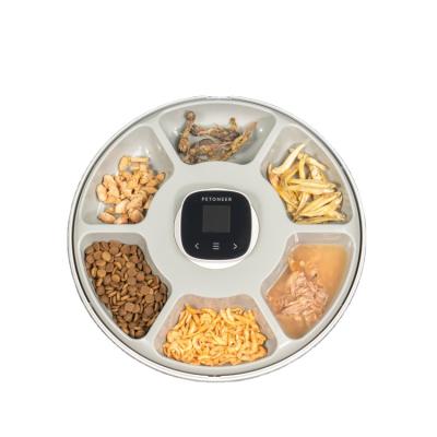 China Wet Dry Dispenser Smart Cat Dog Pet Auto Food Feeder Auto 6 Meal LCD Display Touch Screen Auto Set Timer for sale